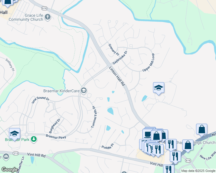 map of restaurants, bars, coffee shops, grocery stores, and more near 9930 Bagpipe Court in Bristow