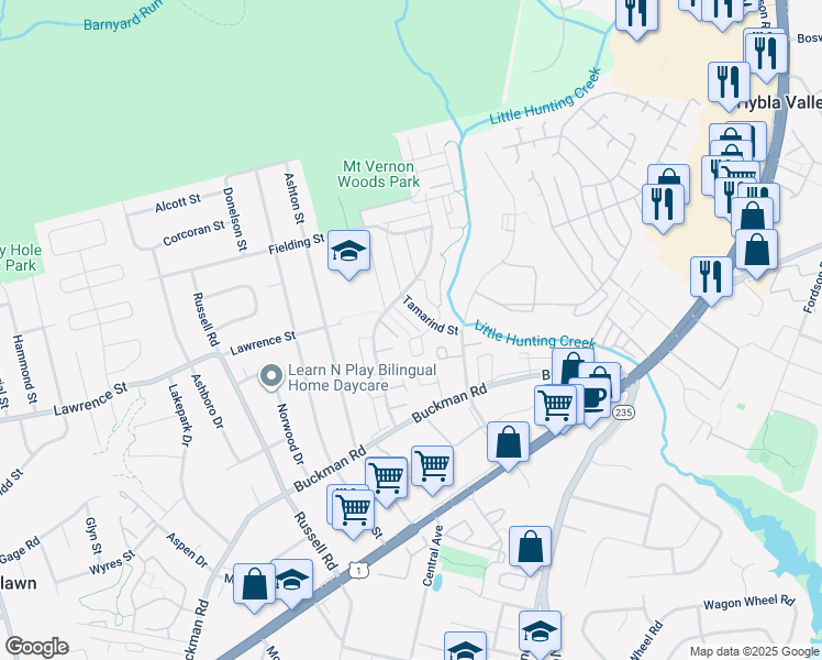 map of restaurants, bars, coffee shops, grocery stores, and more near 3815 Joshua Place in Alexandria