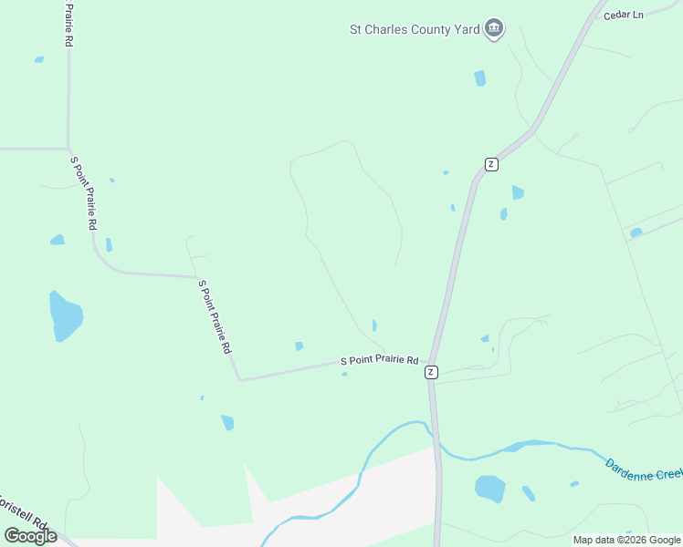 map of restaurants, bars, coffee shops, grocery stores, and more near 3866 South Point Prairie Road in Wentzville