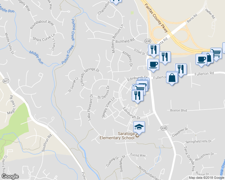 map of restaurants, bars, coffee shops, grocery stores, and more near 8000 Carbondale Way in Springfield