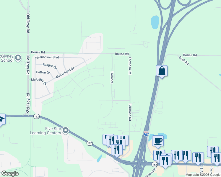 map of restaurants, bars, coffee shops, grocery stores, and more near 2231 Tramore in Troy