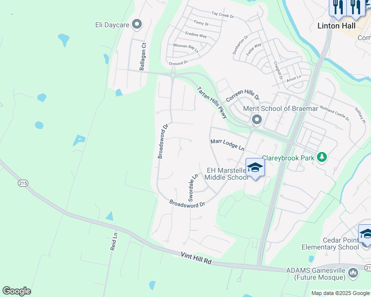 map of restaurants, bars, coffee shops, grocery stores, and more near 9911 Score Bay Place in Bristow