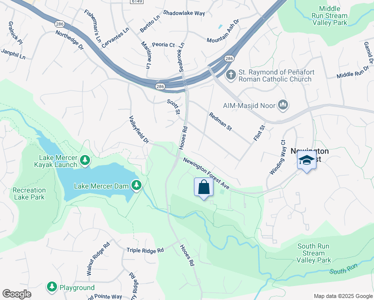 map of restaurants, bars, coffee shops, grocery stores, and more near 8770 Cold Plain Court in Springfield