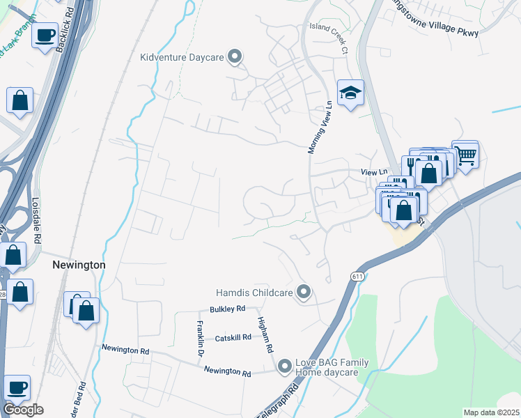 map of restaurants, bars, coffee shops, grocery stores, and more near 7910 Morning Ride Court in Alexandria