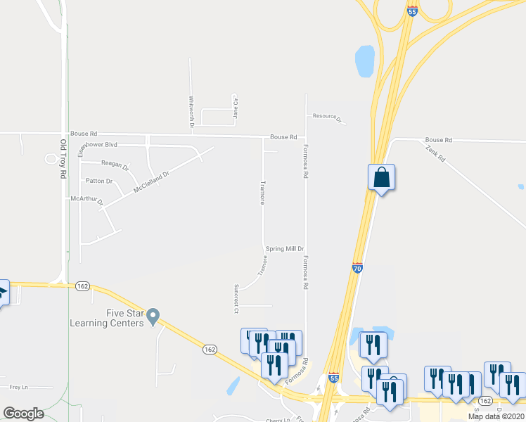 map of restaurants, bars, coffee shops, grocery stores, and more near 2248 Tramore in Troy