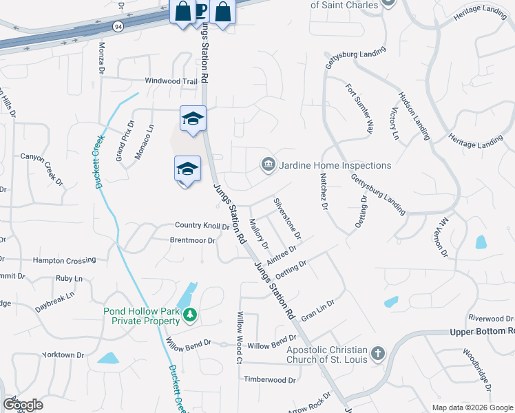 map of restaurants, bars, coffee shops, grocery stores, and more near 2936 Plum Leaf Circle in St. Peters