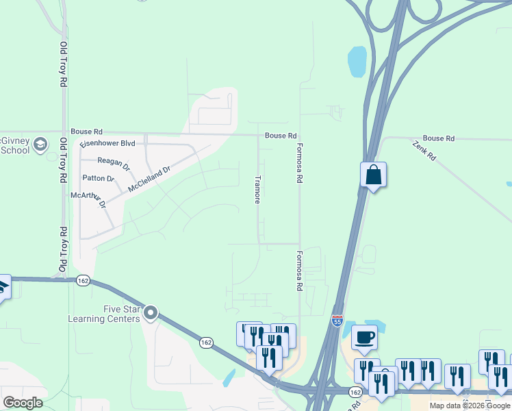 map of restaurants, bars, coffee shops, grocery stores, and more near 2245 Tramore in Troy