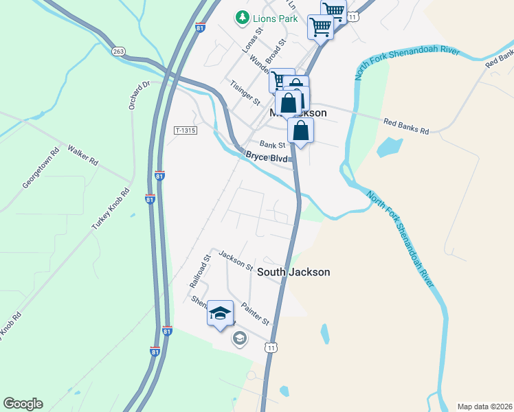 map of restaurants, bars, coffee shops, grocery stores, and more near 191 Craig Street in Mount Jackson