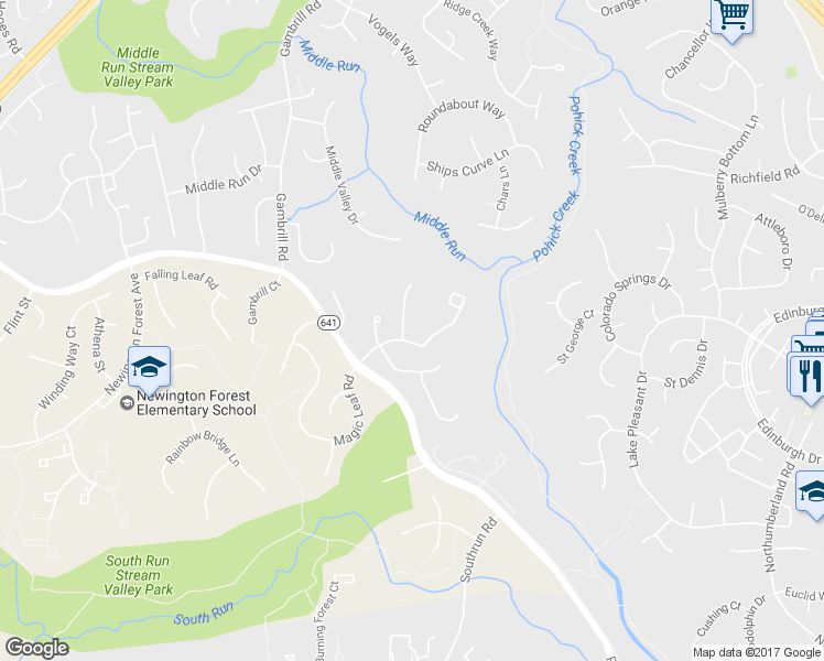 map of restaurants, bars, coffee shops, grocery stores, and more near 7941 Forest Path Way in Springfield