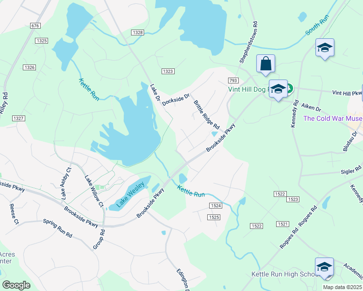 map of restaurants, bars, coffee shops, grocery stores, and more near 7195 Shepherdstown Road in Warrenton