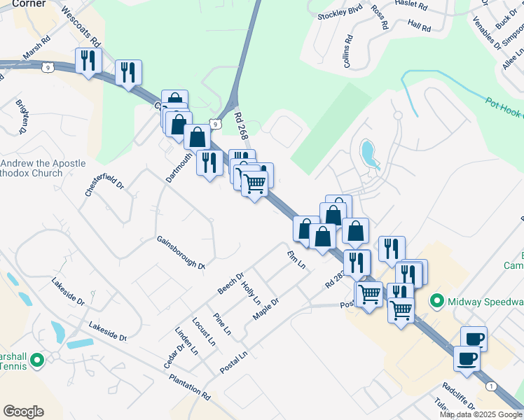 map of restaurants, bars, coffee shops, grocery stores, and more near 34401 Tenley Court, in Lewes