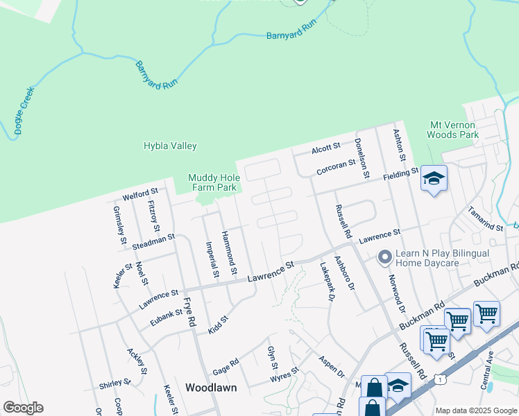 map of restaurants, bars, coffee shops, grocery stores, and more near 4513 Arendale Square in Alexandria