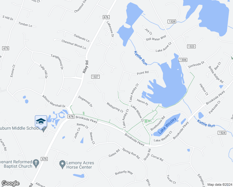 map of restaurants, bars, coffee shops, grocery stores, and more near 7397 Lake Willow Court in Warrenton