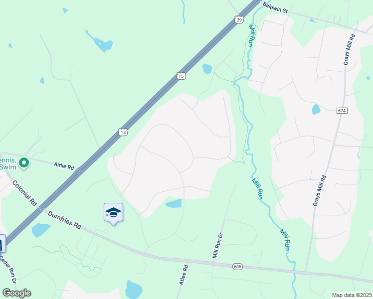 map of restaurants, bars, coffee shops, grocery stores, and more near 6107 Mint Springs Drive in Warrenton