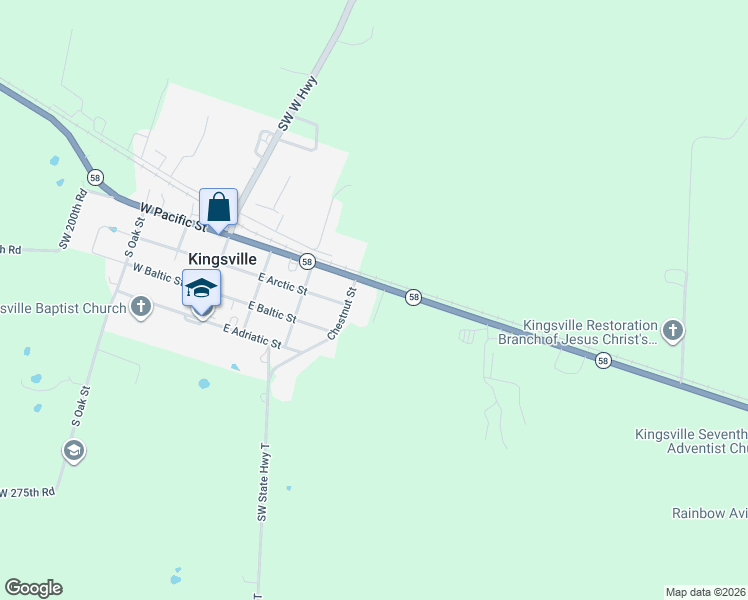 map of restaurants, bars, coffee shops, grocery stores, and more near 206 Southwest 1671 Road in Kingsville