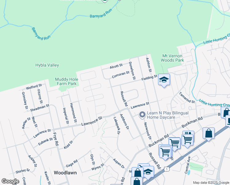 map of restaurants, bars, coffee shops, grocery stores, and more near 7927 Ashboro Drive in Alexandria