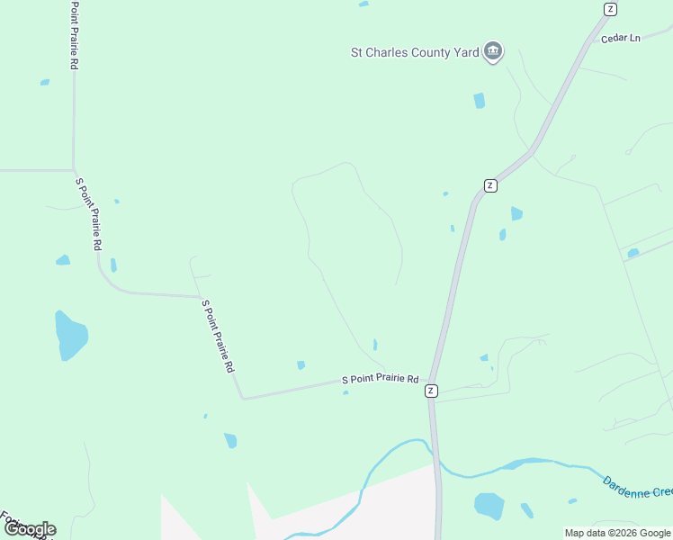 map of restaurants, bars, coffee shops, grocery stores, and more near 3866 South Point Prairie Road in Wentzville