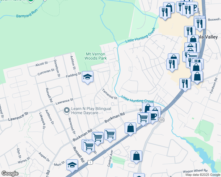map of restaurants, bars, coffee shops, grocery stores, and more near 3808 Laramie Place in Alexandria