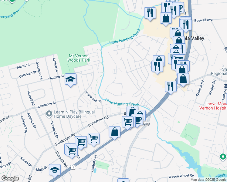 map of restaurants, bars, coffee shops, grocery stores, and more near 7994 Audubon Avenue in Alexandria