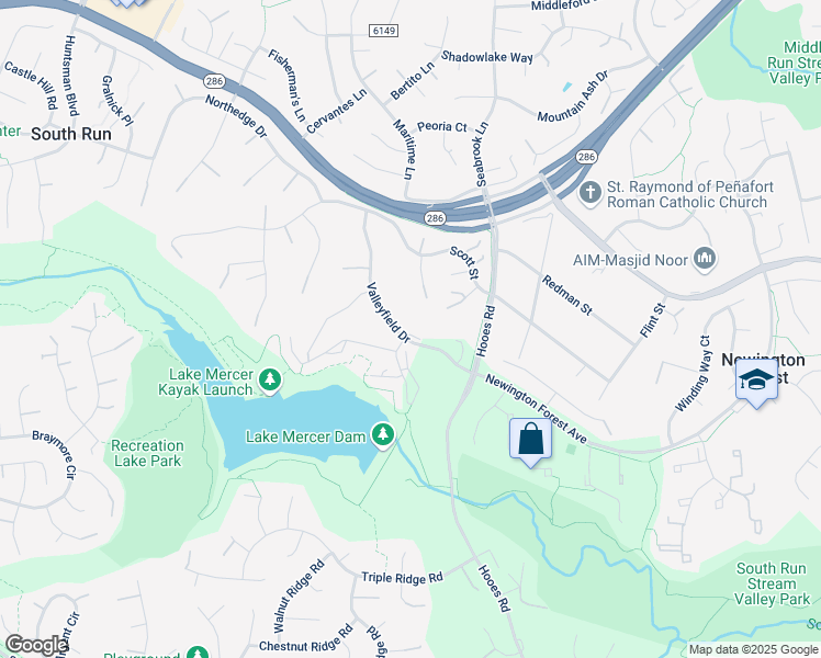 map of restaurants, bars, coffee shops, grocery stores, and more near 7915 Valleyfield Drive in Springfield