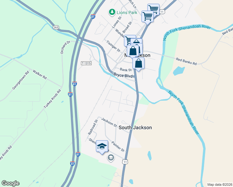 map of restaurants, bars, coffee shops, grocery stores, and more near 191 Craig Street in Mount Jackson