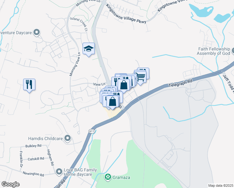 map of restaurants, bars, coffee shops, grocery stores, and more near 7880 Heneska Loop in Alexandria