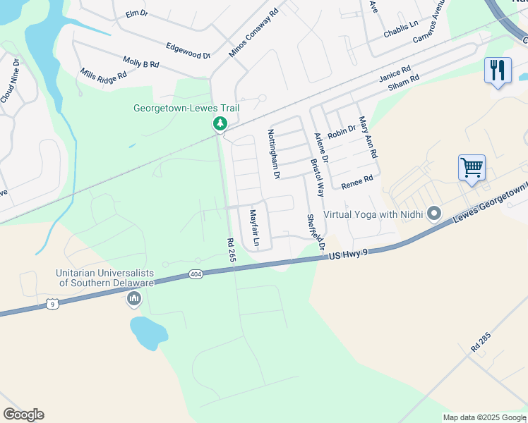 map of restaurants, bars, coffee shops, grocery stores, and more near 43 Whitehaven Way in Lewes