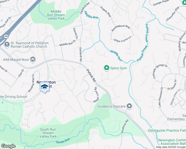 map of restaurants, bars, coffee shops, grocery stores, and more near 8301 Timber Brook Lane in Springfield