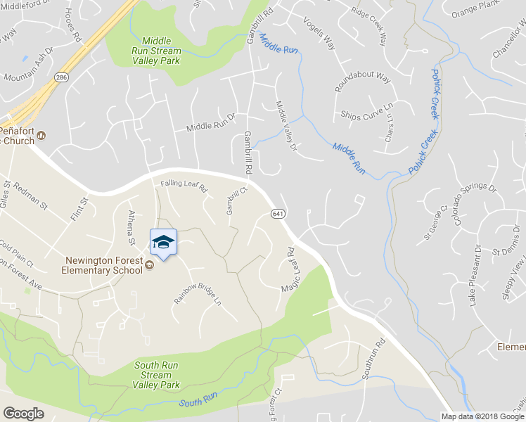 map of restaurants, bars, coffee shops, grocery stores, and more near 8002 Diving Cliff Lane in Springfield