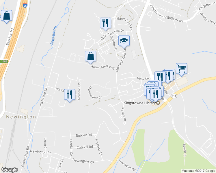 map of restaurants, bars, coffee shops, grocery stores, and more near 6612 Morning Ride Circle in Alexandria