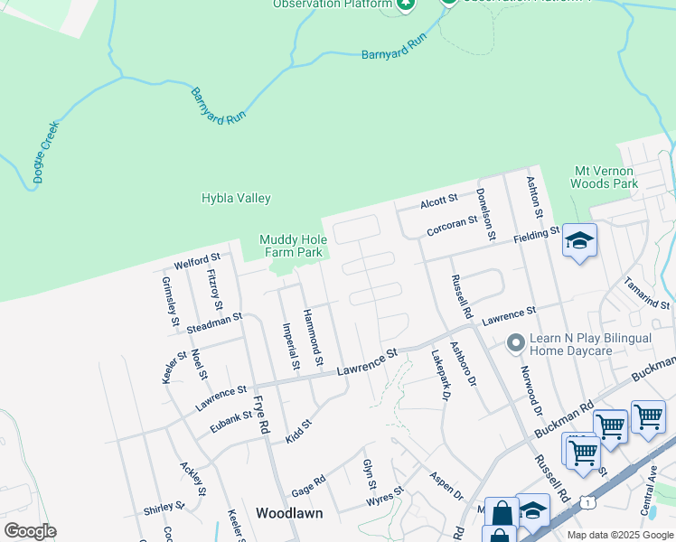map of restaurants, bars, coffee shops, grocery stores, and more near 4532 Arendale Square in Alexandria
