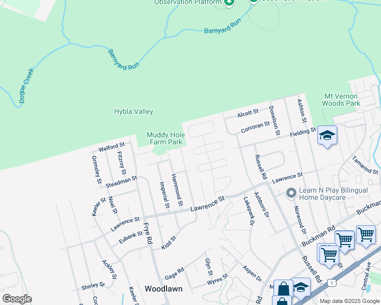 map of restaurants, bars, coffee shops, grocery stores, and more near 4532 Arendale Square in Alexandria