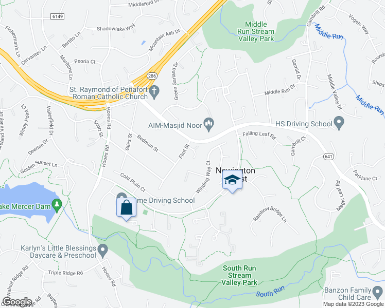 map of restaurants, bars, coffee shops, grocery stores, and more near 8659 Pohick Forest Court in Springfield