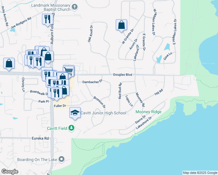 map of restaurants, bars, coffee shops, grocery stores, and more near 8622 Pendleton Drive in Granite Bay