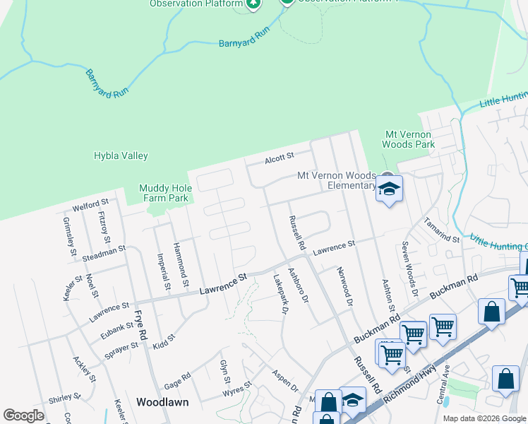 map of restaurants, bars, coffee shops, grocery stores, and more near 4307 Fielding Street in Alexandria