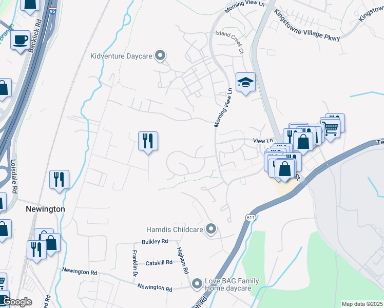 map of restaurants, bars, coffee shops, grocery stores, and more near 6700 Morning Ride Circle in Alexandria