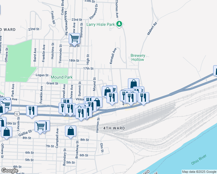 map of restaurants, bars, coffee shops, grocery stores, and more near 1412 Spring Street in Portsmouth