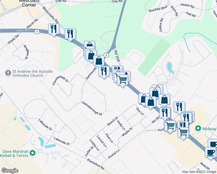 map of restaurants, bars, coffee shops, grocery stores, and more near 34297 Summerlyn Drive in Lewes