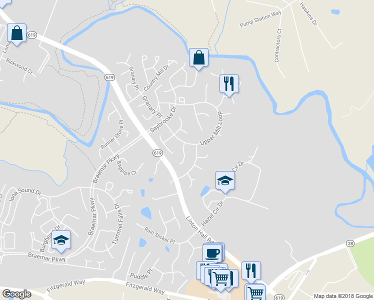 map of restaurants, bars, coffee shops, grocery stores, and more near 12145 Cheshire Ct in Bristow