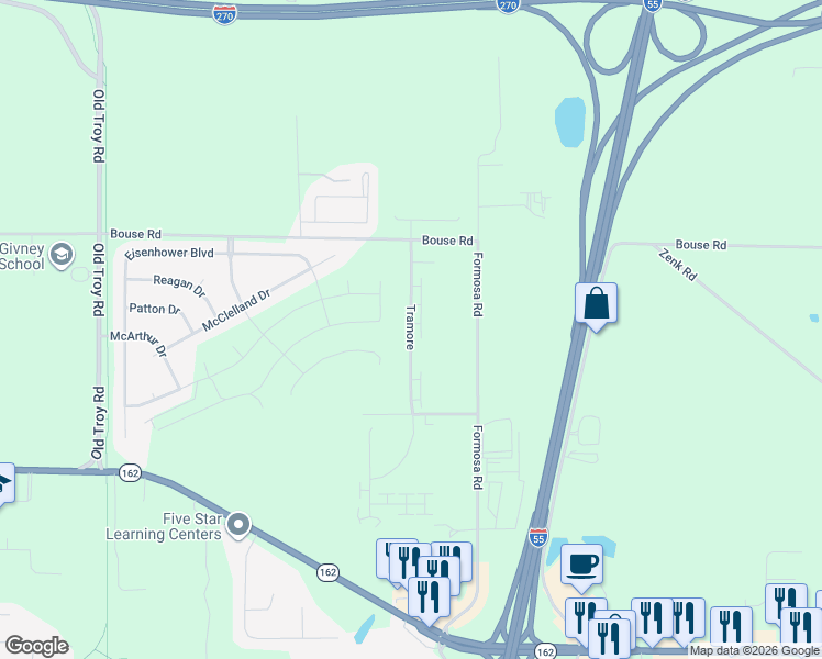 map of restaurants, bars, coffee shops, grocery stores, and more near 2280 Tramore in Troy