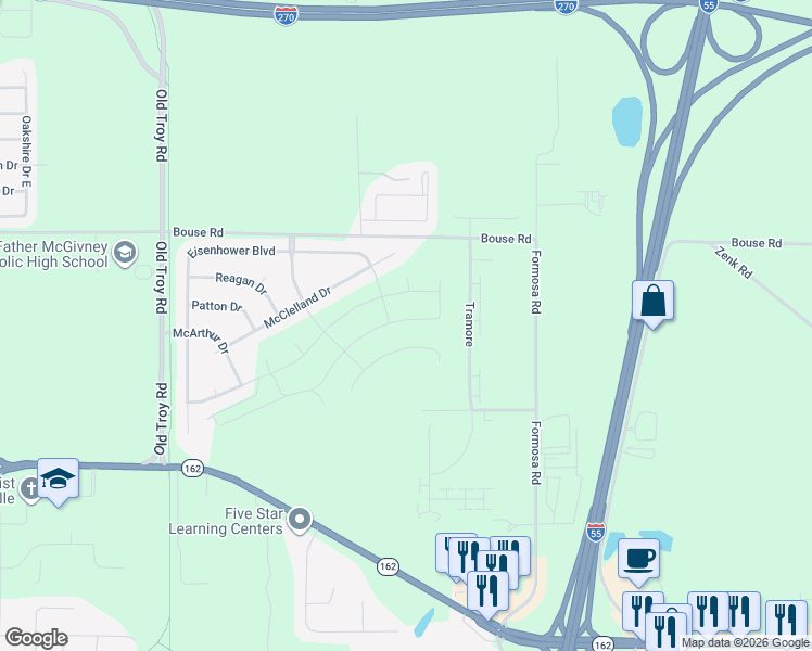 map of restaurants, bars, coffee shops, grocery stores, and more near 405 Rumsfeld Dr in Troy