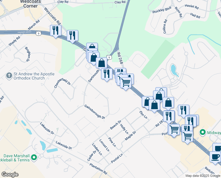 map of restaurants, bars, coffee shops, grocery stores, and more near 34297 Summerlyn Drive in Lewes