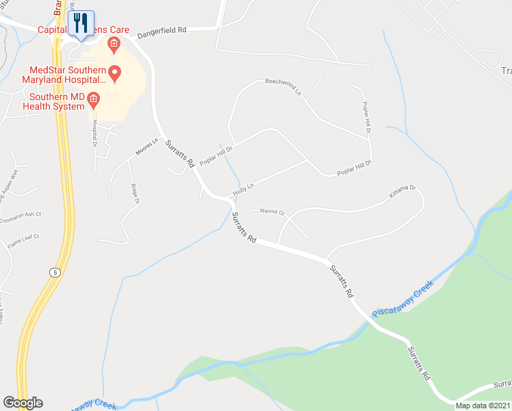 map of restaurants, bars, coffee shops, grocery stores, and more near 8004 Wannis Court in Clinton