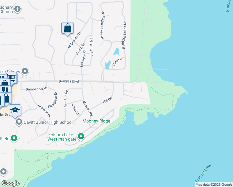 map of restaurants, bars, coffee shops, grocery stores, and more near 7870 Hill Road in Granite Bay