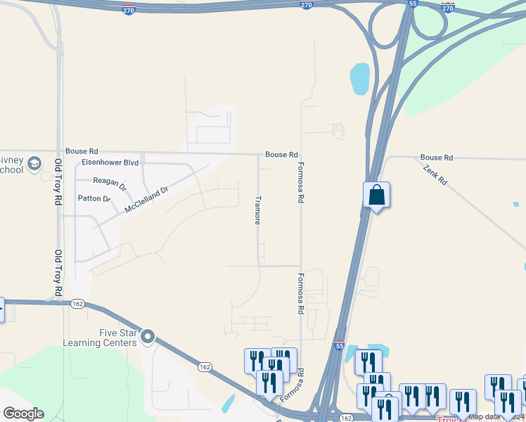 map of restaurants, bars, coffee shops, grocery stores, and more near 2268 Tramore in Troy