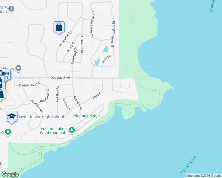 map of restaurants, bars, coffee shops, grocery stores, and more near 7870 Hill Road in Granite Bay