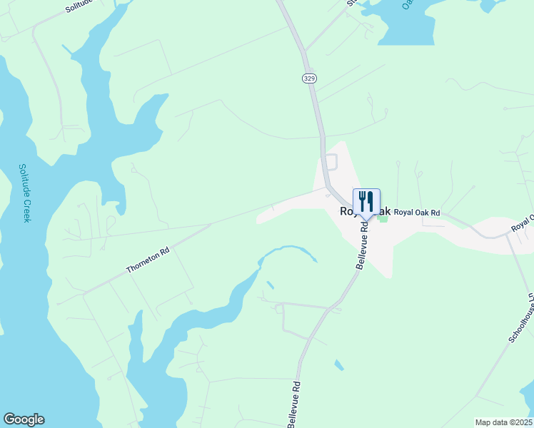 map of restaurants, bars, coffee shops, grocery stores, and more near 7025 Thorneton Road in Easton