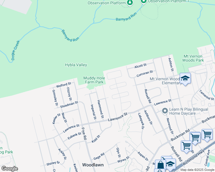 map of restaurants, bars, coffee shops, grocery stores, and more near 4524 Arendale Square in Alexandria