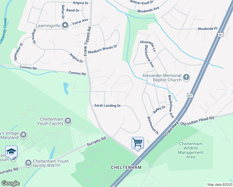 map of restaurants, bars, coffee shops, grocery stores, and more near 10701 Meynell Court in Cheltenham