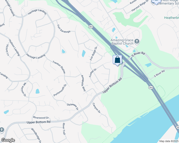 map of restaurants, bars, coffee shops, grocery stores, and more near 4 Foxtail Court in Saint Charles